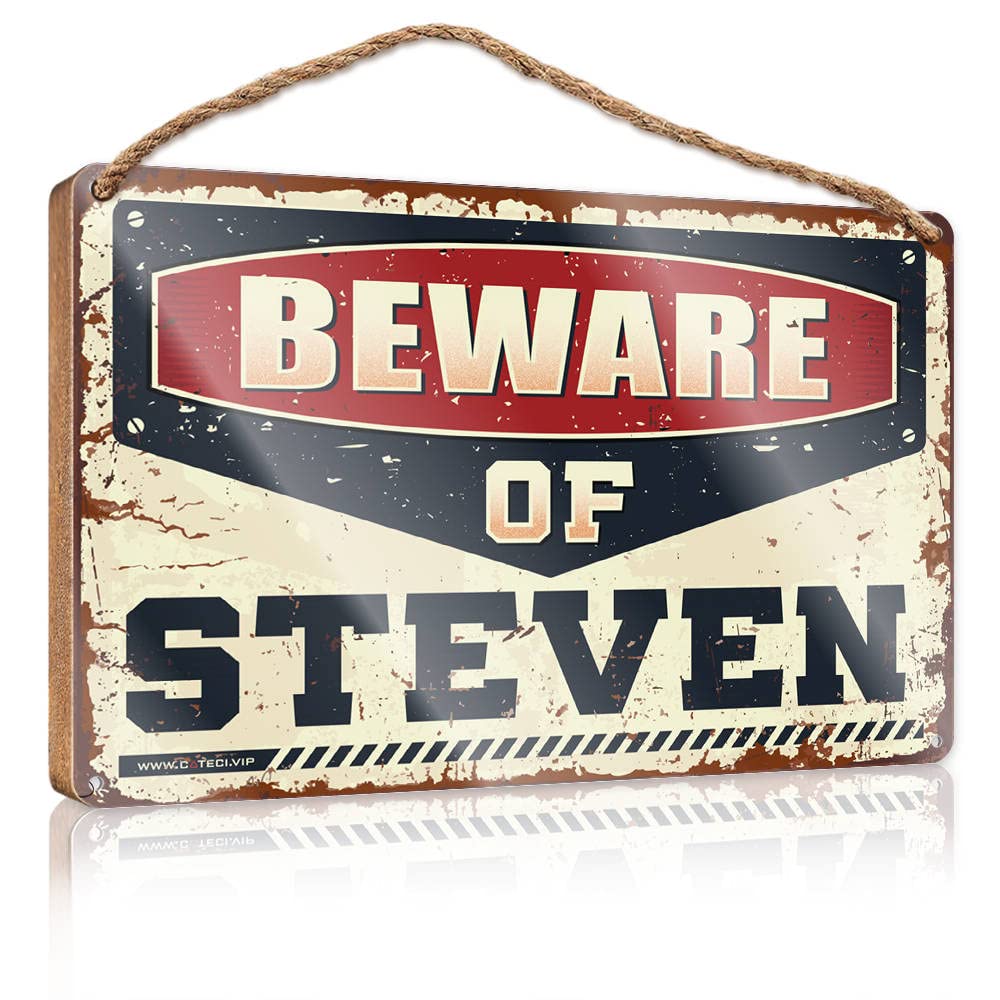 YYHLEH Funny Kitchen Wall Decor Beware Of Steven Wooden Sign(20X30CM)