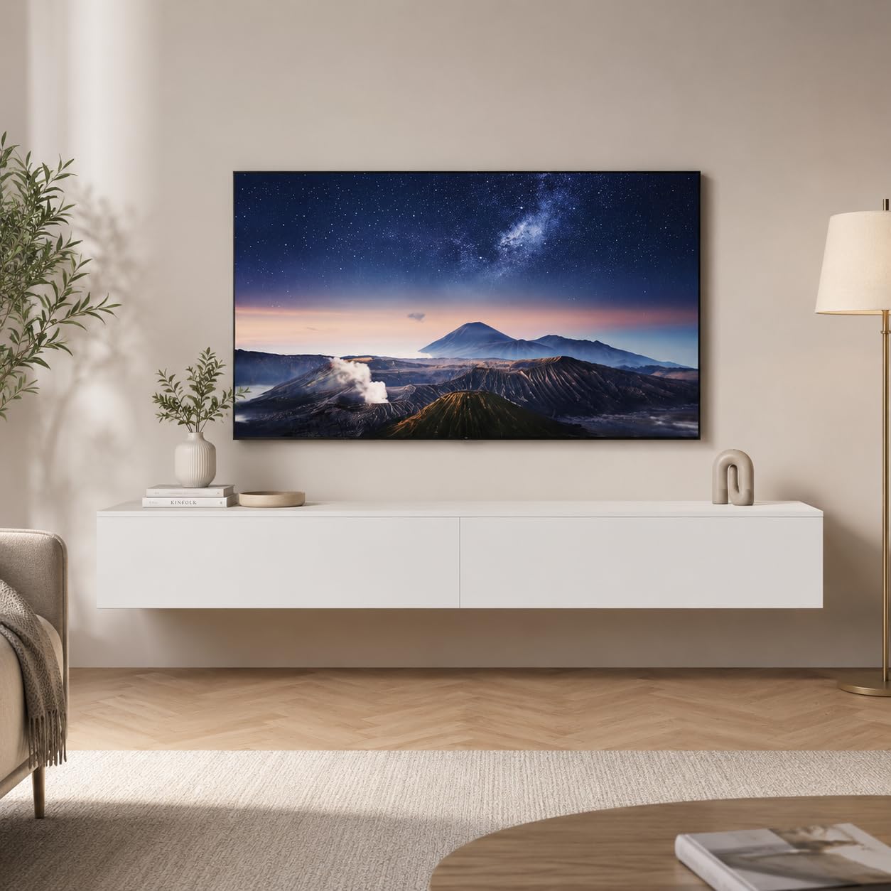 Mobile TV Soggiorno, Mobiletto TV, Parete Attrezzata Soggiorno Moderna con magazzino e risparmio di spazio (180 x 33 x 33 cm)