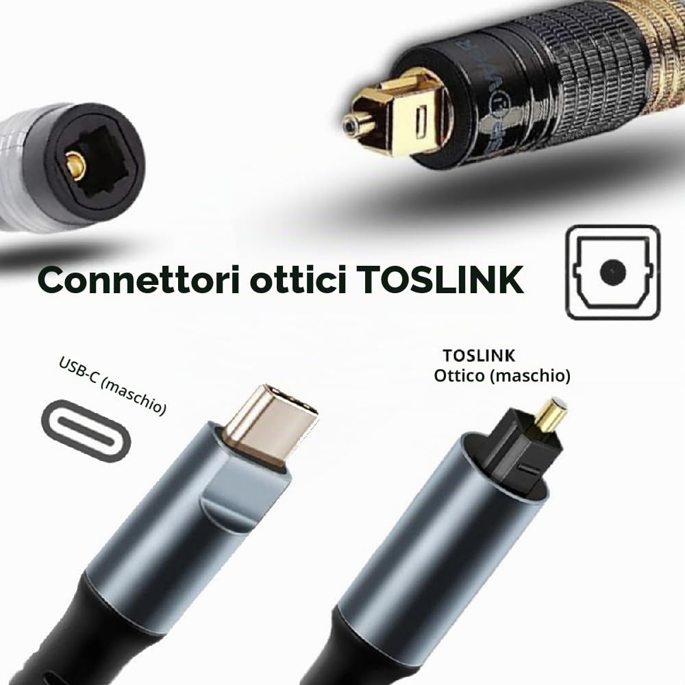 cablecc Cavo audio ottico USB-C a SPDIF, cavo audio ottico digitale USB C maschio a Toslink maschio per laptop e desktop, 1,8 m