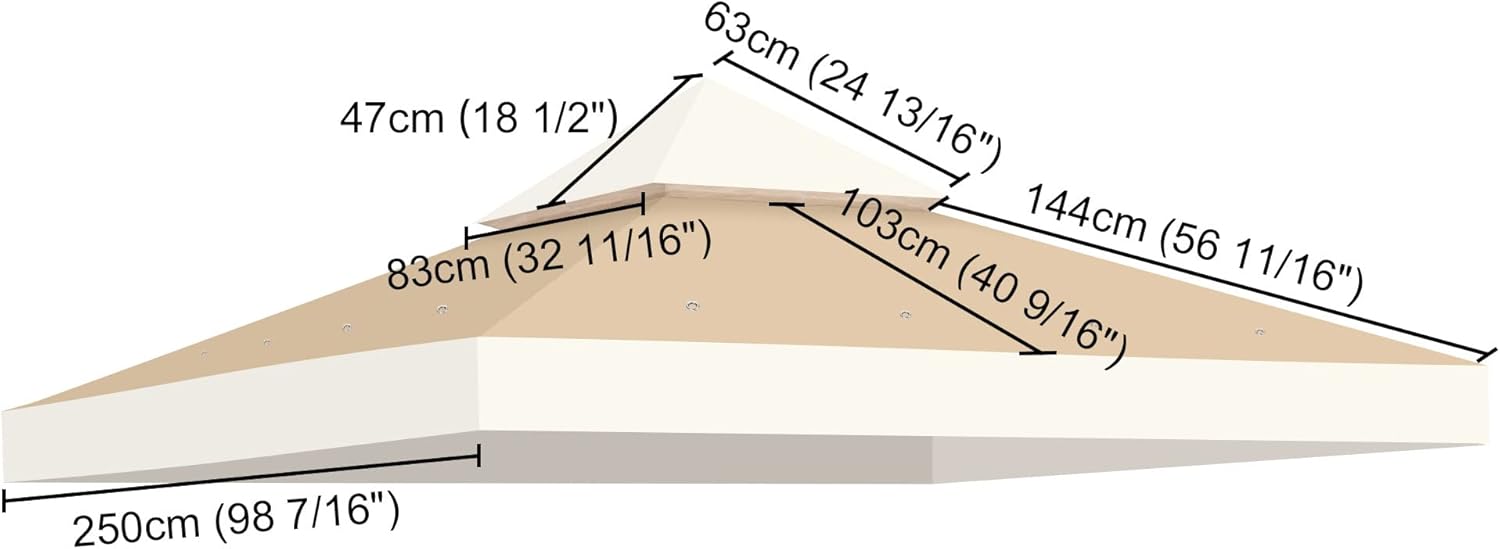 Ivory and Sand Dual-Tier Gazebo Canopy Replacement Cover