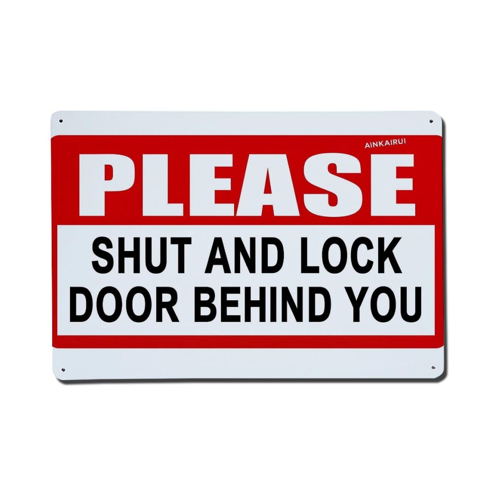 Please Shut And Lock Door Behind You Tin Sign Metal Poster Vintage Metal Signs for Home Man Cave Bar Cafe Kitchen laundry room Wall Decorations Gift 8x12Inch