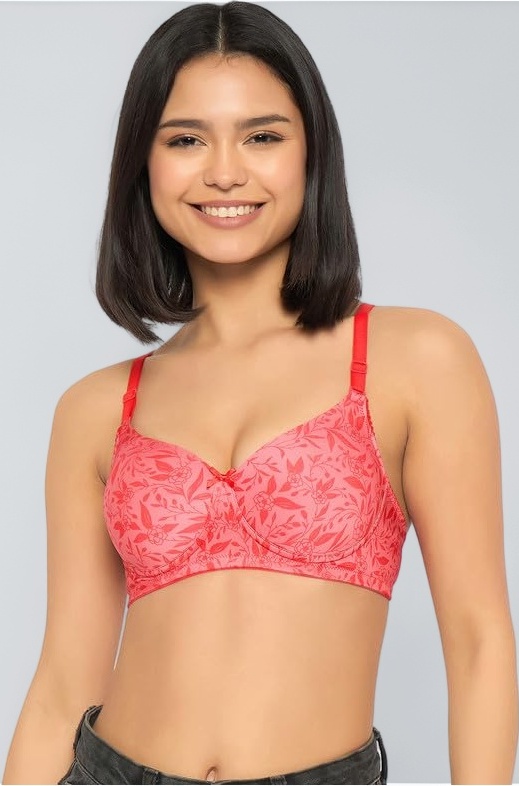 Clovia Women's Polyamide Printed Padded Full Cup Wire Free T-Shirt Bra