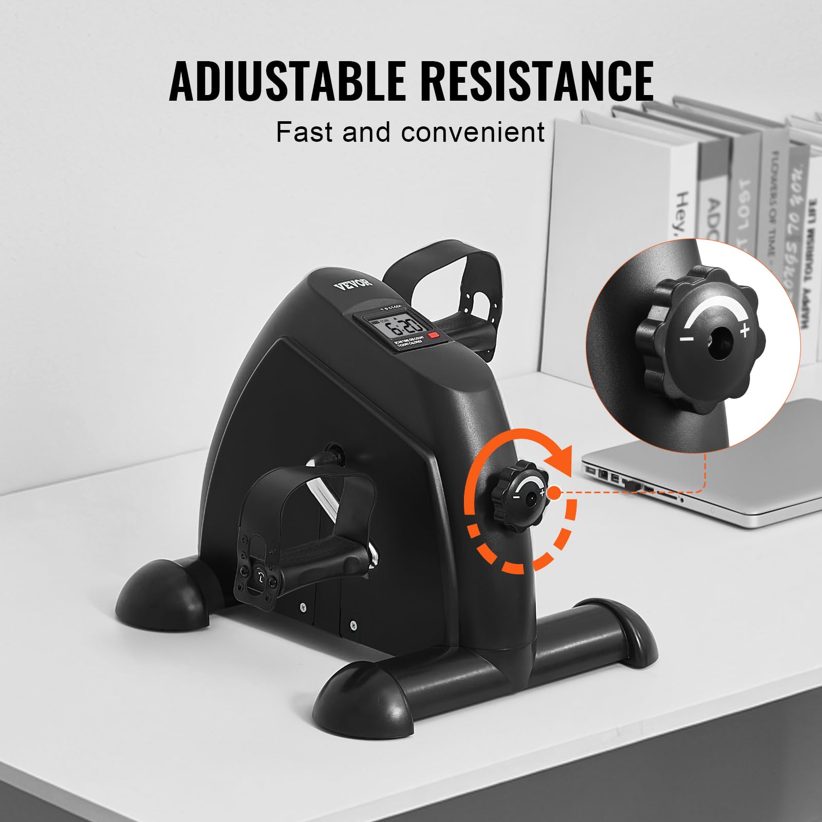 VEVOR Pédalier de Fitness sous Le Bureau, Mini Vélo d’Appartement pour Bras ou Jambes, Pédalier de Rééducation à Résistance Multi-Niveaux, avec Écran LCD et Tapis Antidérapant, pour Domicile Bureau