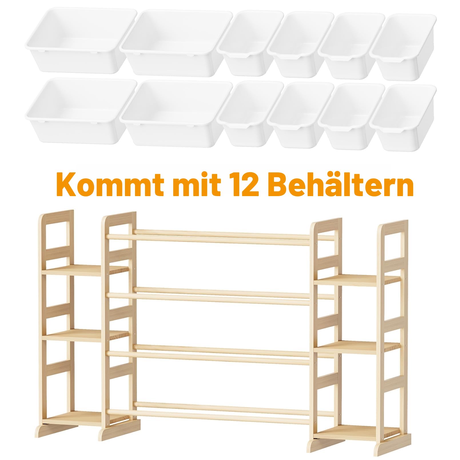 SpaceAid Spielzeug-Organizer mit 6 Regalen und 12 Behältern, Bücherregal/Bücherregal, Kinder-Mülleimerregal, Spielzeugkiste für Spielzimmer-Organisation für Schlafzimmer und Raumdekoration, Weiß
