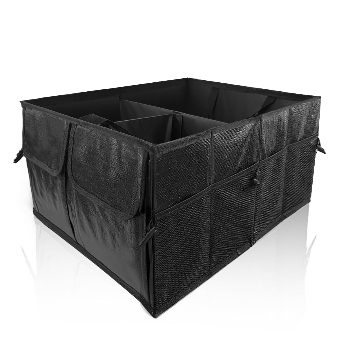 Richkot Black Car Boot Organiser Foldable Car Boot Tidy Storage Multi-Compartment Trunk Storage Bag For All Vehicles