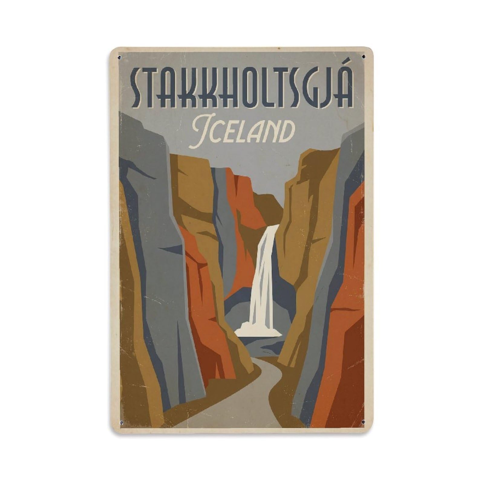 Gead 8X12inch Style Vintage Travel Stakkholtsgjá Iceland Canyon Metal Tin Sign