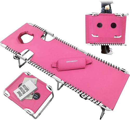 Miniatura 13 de Sillón plegable para exteriores con bolsa térmica aislada, portátil para patio exterior, tumbona, 5 posiciones con almohada para playa, tomar