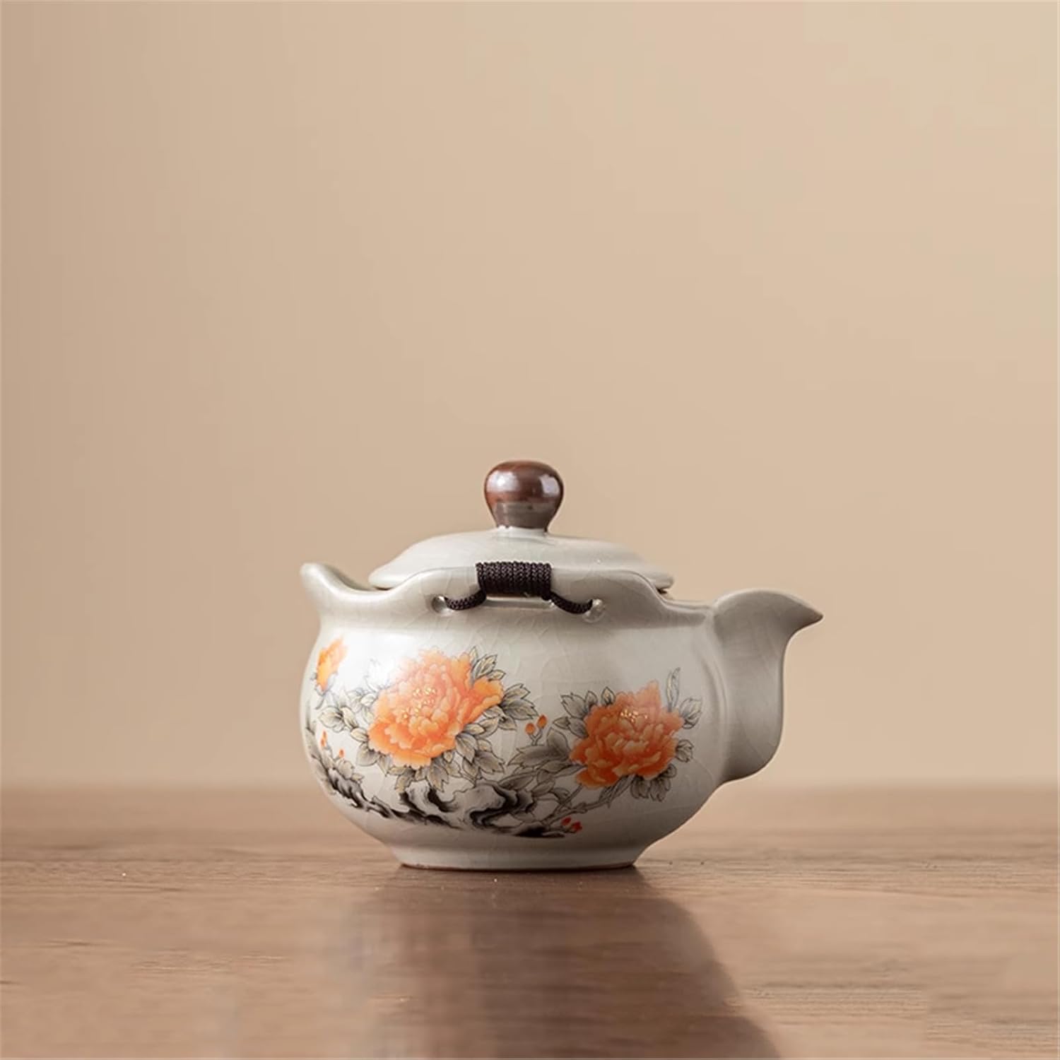 Ru Kiln Ceramic Teapot Set - Handheld Gongfu Tea Set with 1 Teapot 2 Cups for 2-Person Brewing-style6