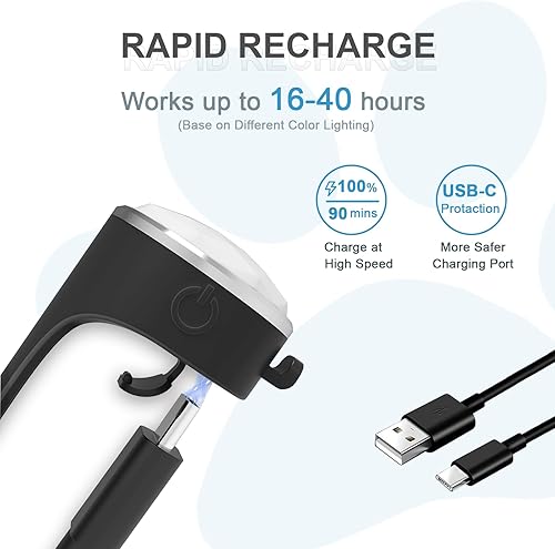 Miniatura 3 de Tubasion Paquete de 2 luces recargables para collar de perro, 2025 mejor luz cambiante de color para collar de perro con banda de silicona 100%