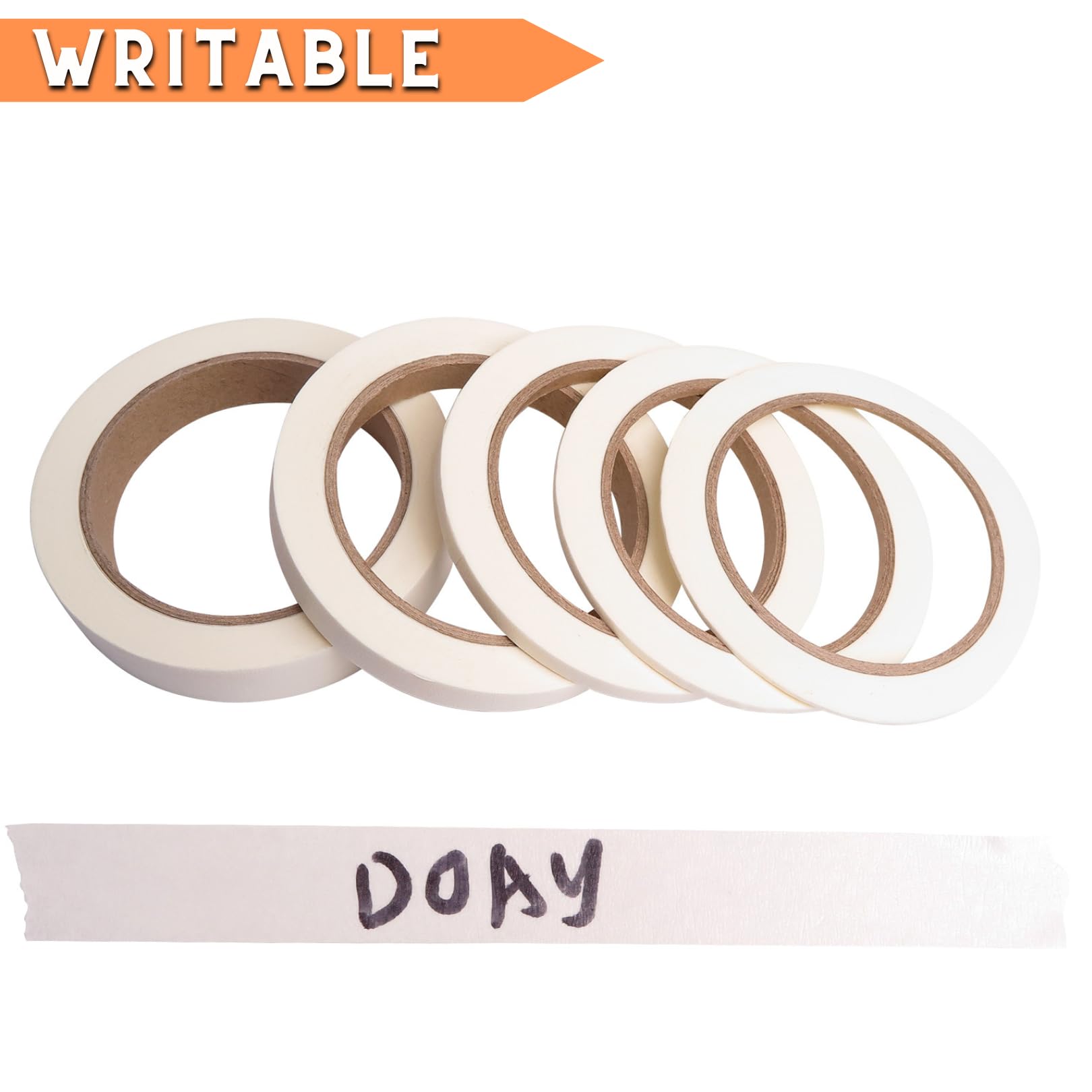 5 rollos de cinta adhesiva a rayas – Cinta adhesiva de 1/16", 1/8", 1/4", 1/2", 3/4" – Cinta adhesiva delgada para pintores para bricolaje, automóvil, pintura, arte, vasos (blanco)