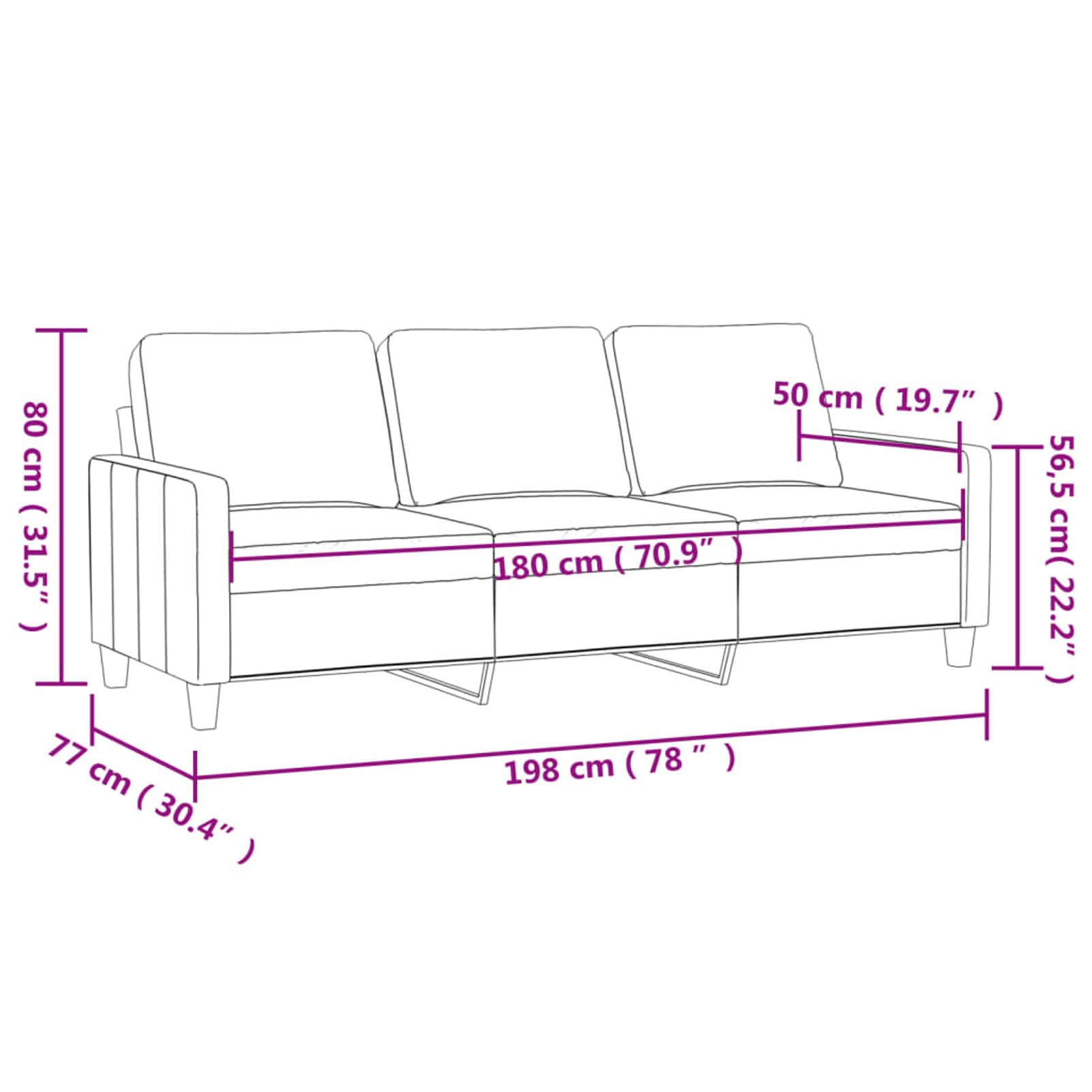 Rantry 3-Sitzer-Sofa, hellgrau, 180 cm, aus Stoff, Gartenmöbel, Schlafsofa, Wohnzimmer, Sofa, Außensofa, Wohnzimmer, Terrasse, Außeneinrichtung, K