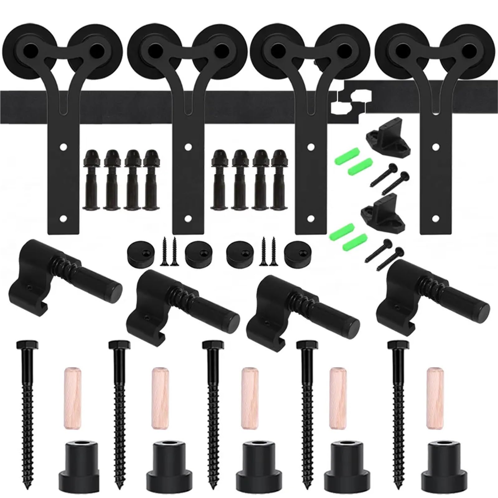 Barn Door Sliding Kit, Sliding Barn Door Hardware Kit Heavy Duty Smoothly and Quietly Easy to Install Fit Double Y Style Hangers Black(7FT-213CM)