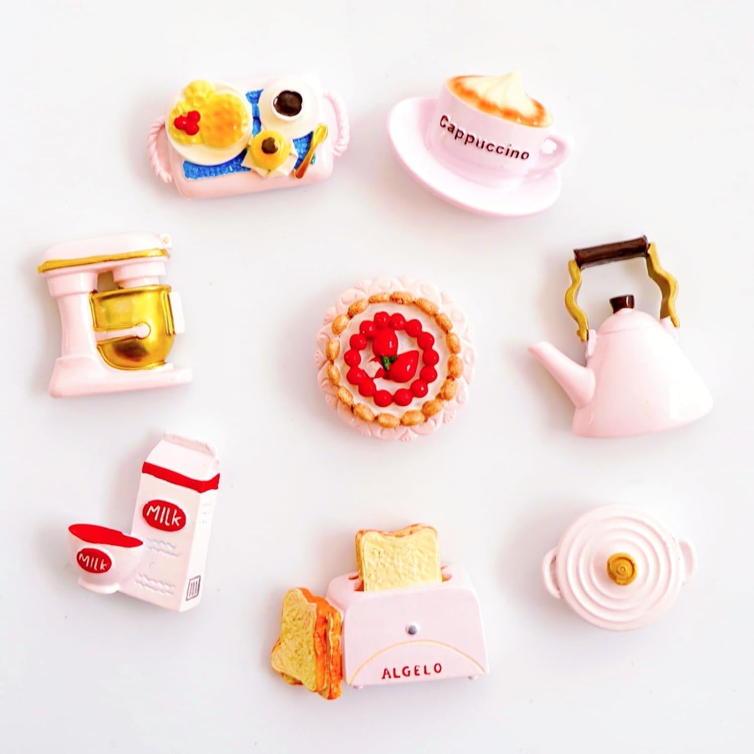 ROTUR 8pcs Refrigerator Magnets, Resin Kawaii Food Fridge Magnets, Home