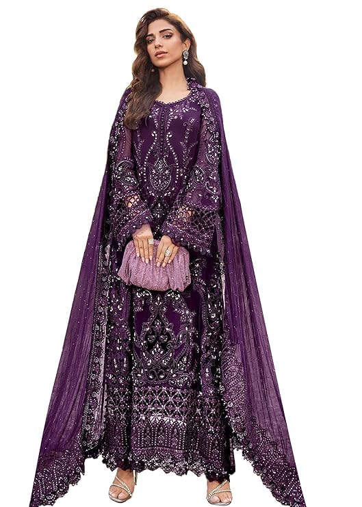 lazori fashion georgette silk with soft silk semi stitched embroidery and hand work multi color designer pakistani salwar suit women and girls | Hand work Pakistani dress |-picture-34