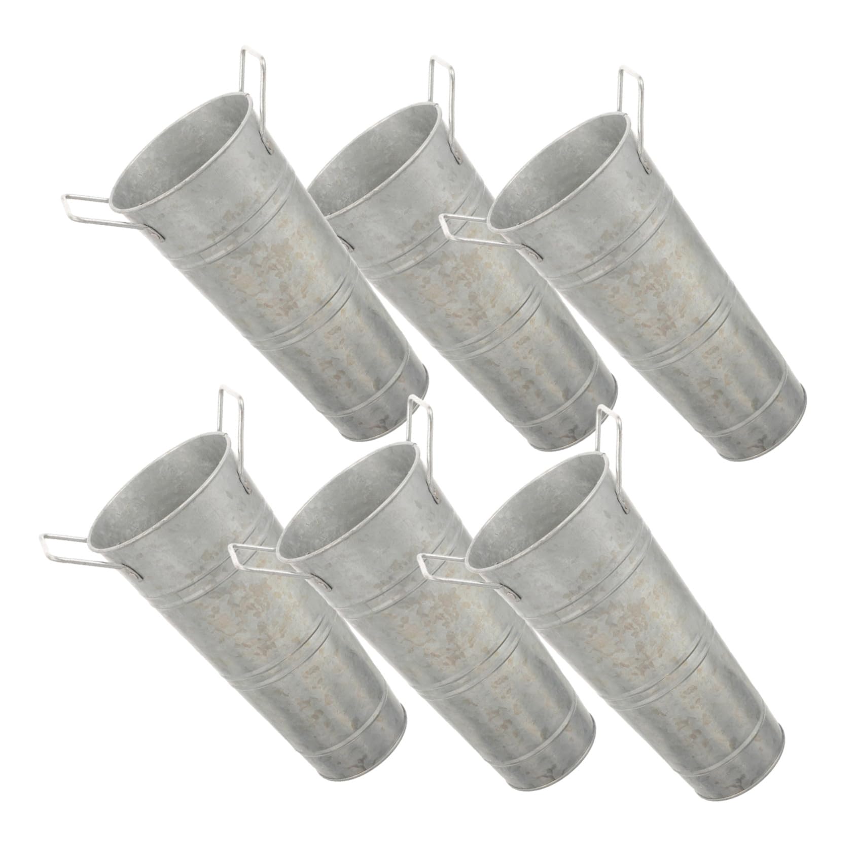 TOYANDONA 6 Szt Vintage Metalowy Wazon Dekoracyjny Ocynkowana Doniczka Metalowa Z Uchwytami Metalowe Dekoracyjne Wiaderko Metalowe Wiaderko Na Kwiaty Doniczka Z Uchwytem Rustykalna
