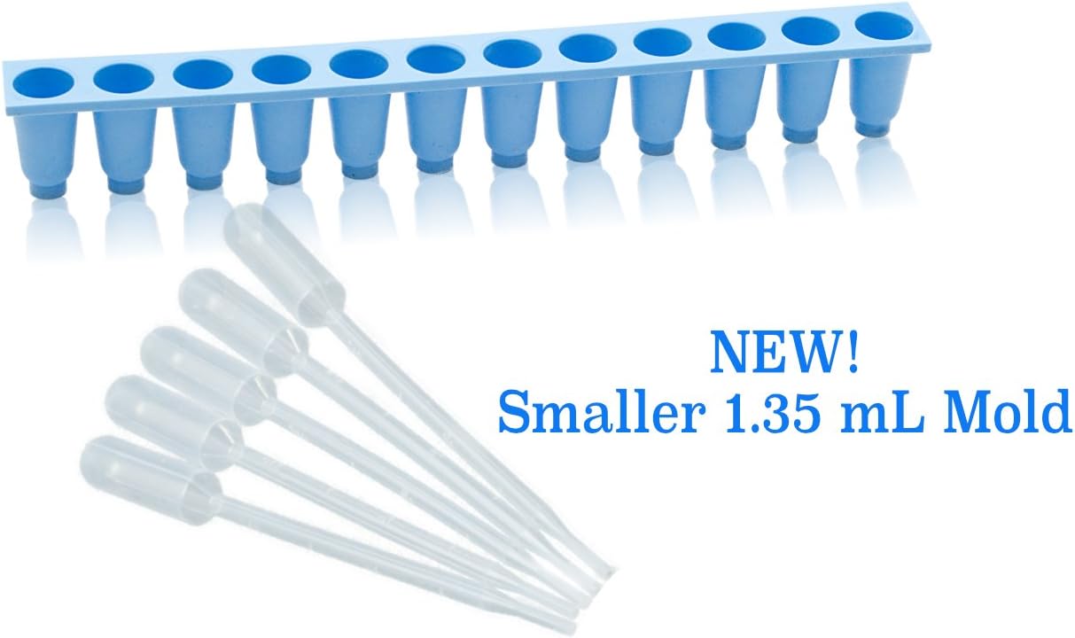 New Small Reusable Suppository Mold Tray Kit with 5 Plastic Pipettes - Makes 12 1.35 mL Bullet Shaped Suppositories - Easily Make Your Own Glycerine, Cocoa Butter, Tea Tree Oil, or Herbal Suppositorie