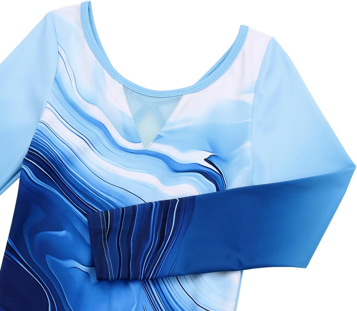 Gymnastics Leotards for Girls With Shorts Sparkly Ballet Dance Long Printed Sleeve Outfit - Image 5