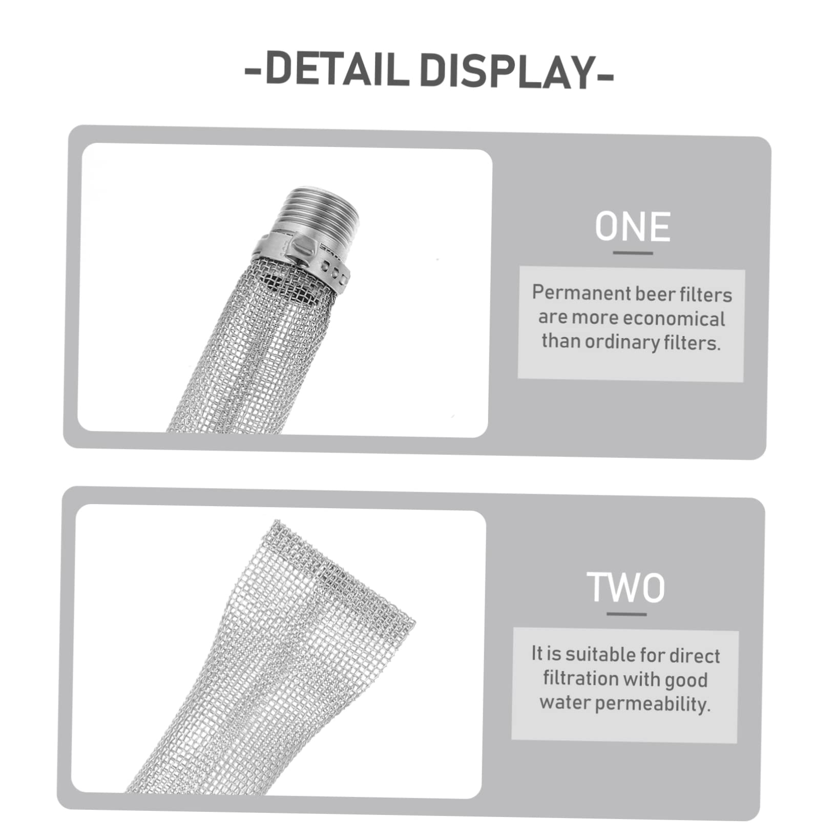 OKUMEYR 1pc Stainless Steel Beer Brewing Filter Tube Dry Strainer Threaded Connection for Home Brewing and Wine Making Keeps Hop Bits Your Drink