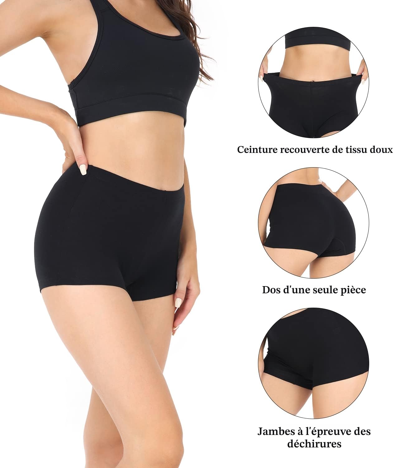 wirarpa Boxer Femme Shorty Femmes Panty Coton Short Caleçon avec Entrejambe Large Coton Lot de 4