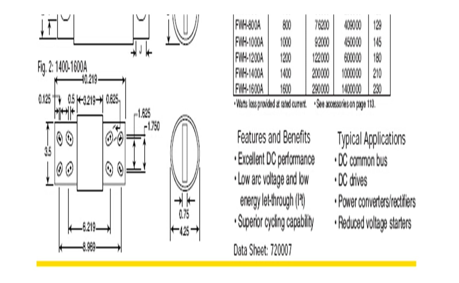 1 szt. bezpiecznik do pojazdu energetycznego FW-225A-250A-300A-350A-400A 500V