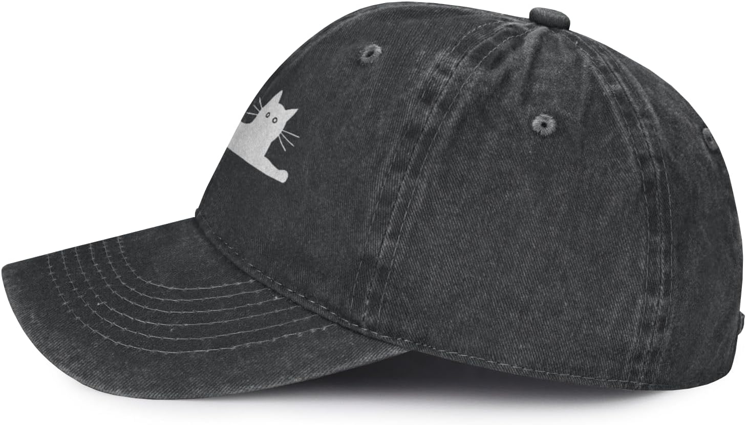 Women's Cute Cat Baseball Cap for Men Women, Adjustable Vintage Distressed Washed Hat for Cat Dad Mom Lover - Image 3