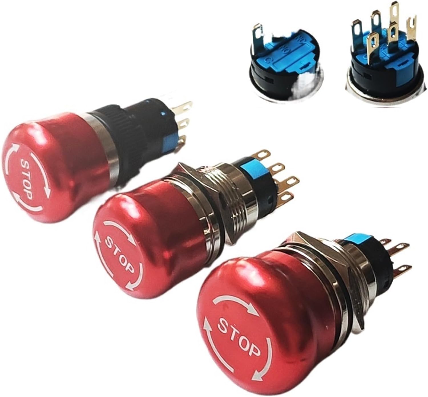 1個 16mm 19mm 22mm 非常停止メタルボタン マッシュルームヘッド プッシュボタンストップスイッチ 1NO1NC 2NO