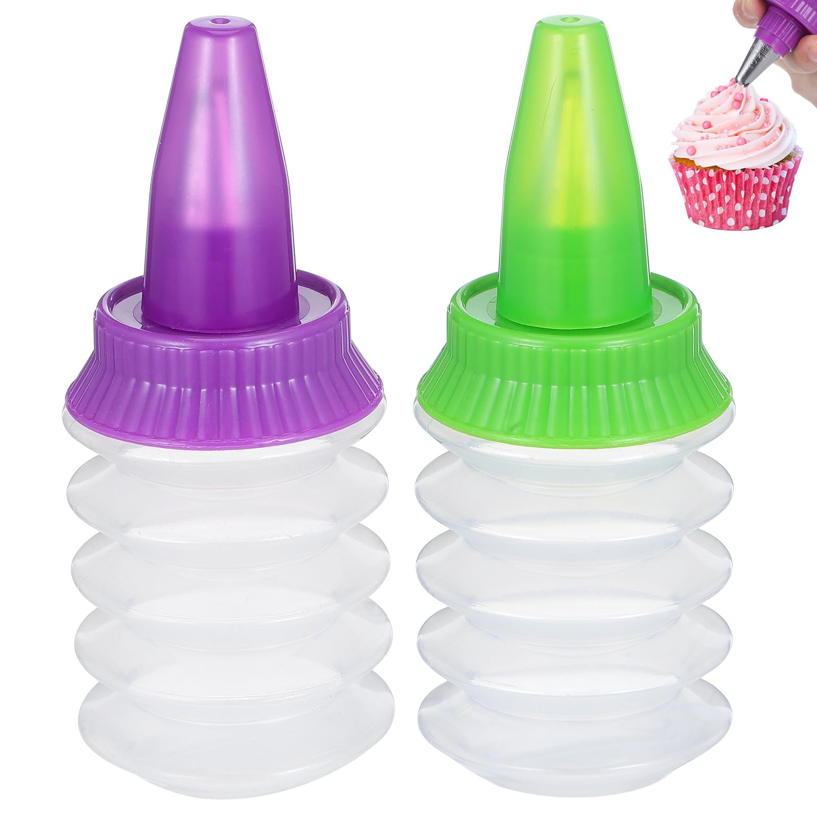 Artibetter Bouteilles de Glaçage pour Décoration de Gâteaux et Pâtisseries 2pcs en PP Légères et Faciles à Accessoires pour Cake Decorating et Puff Pastry Couleur Aléatoire