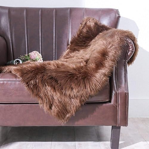 Miniatura 5 de Carvapet - Alfombra redonda de piel de oveja sintética, alfombra redonda de piel falsa, esponjosa, decoración del hogar, sala de estar, alfombra