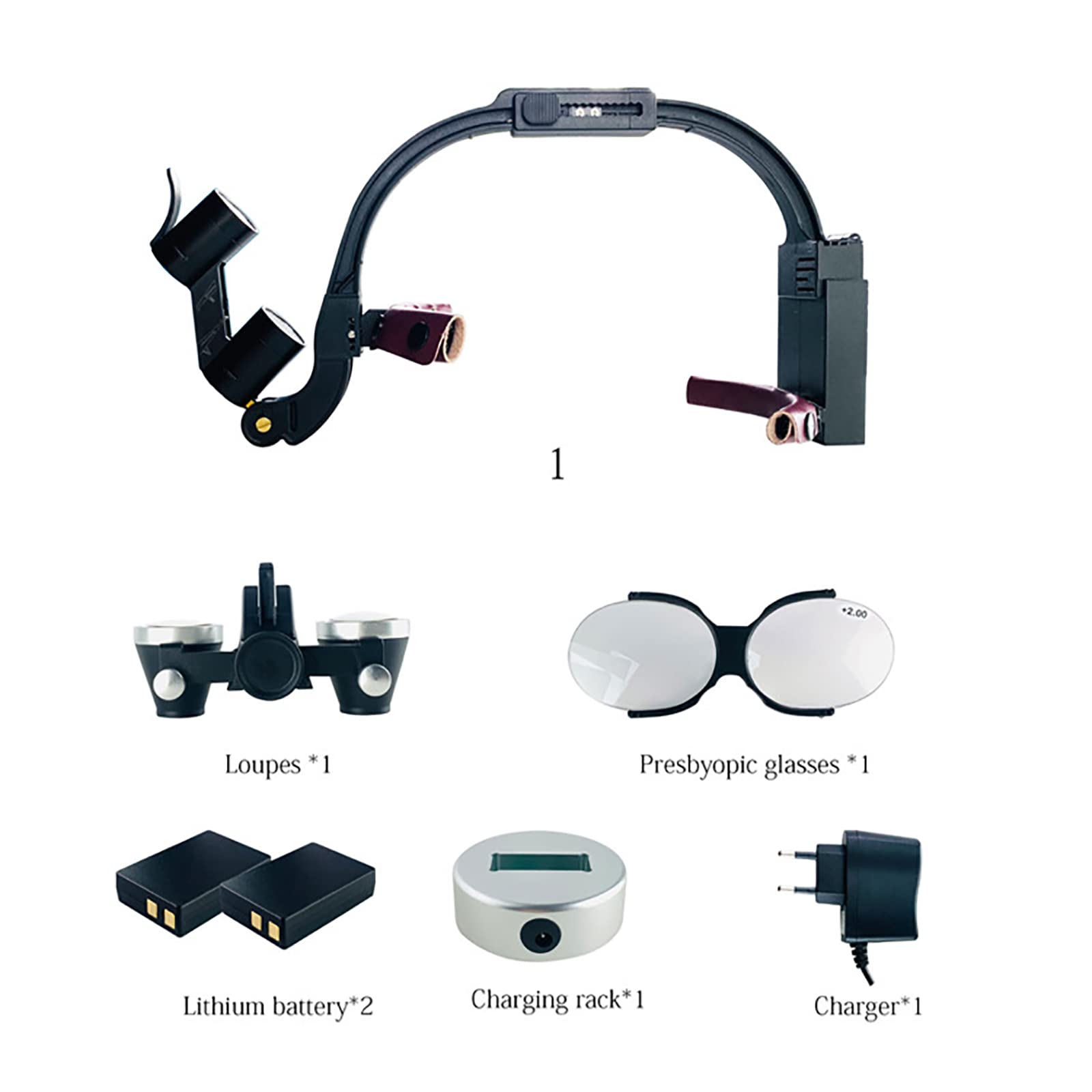 Lupas dentales 2.5X 3.5X con luz LED montadas en la cabeza binoculares quirúrgicas