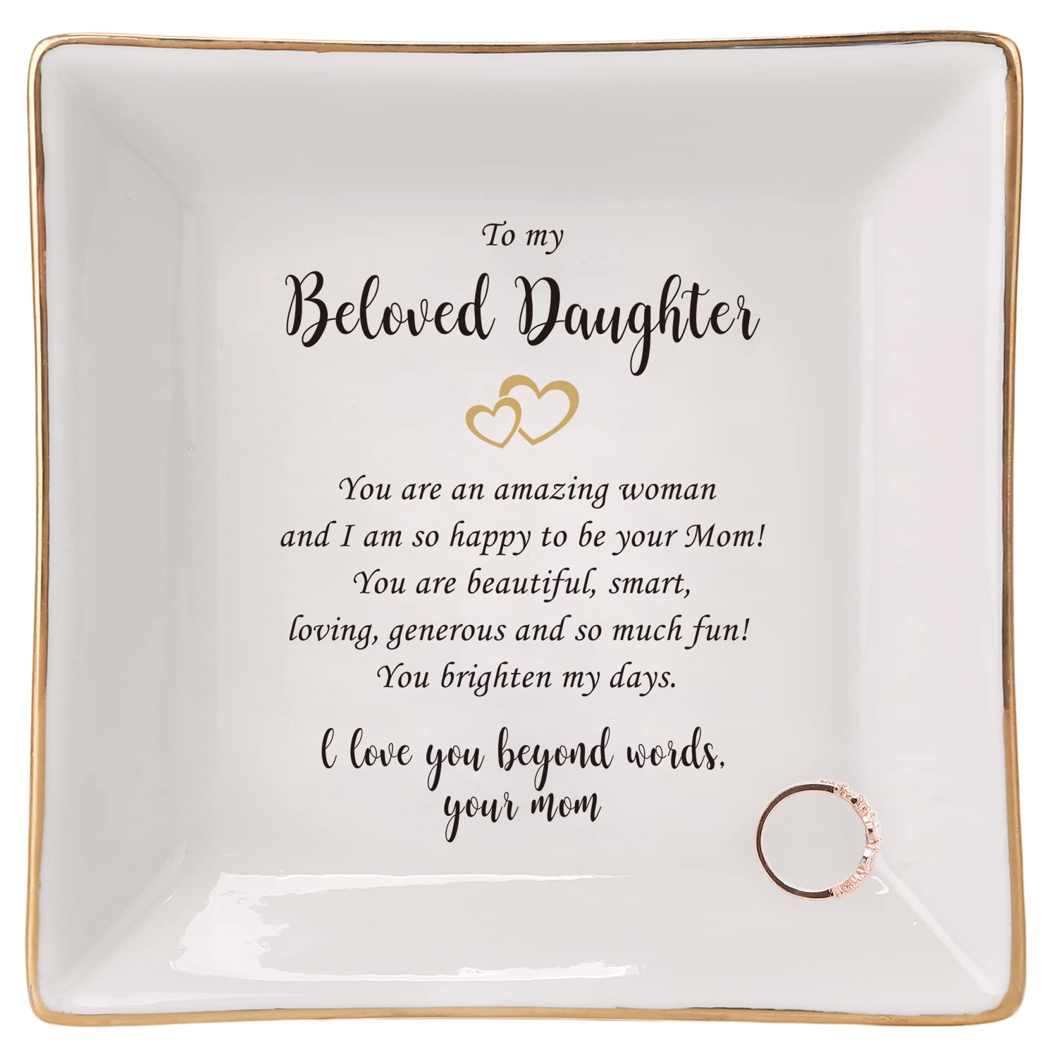 HOME SMILECeramic Ring Dish Jewelry Tray for Mom Sister Friends