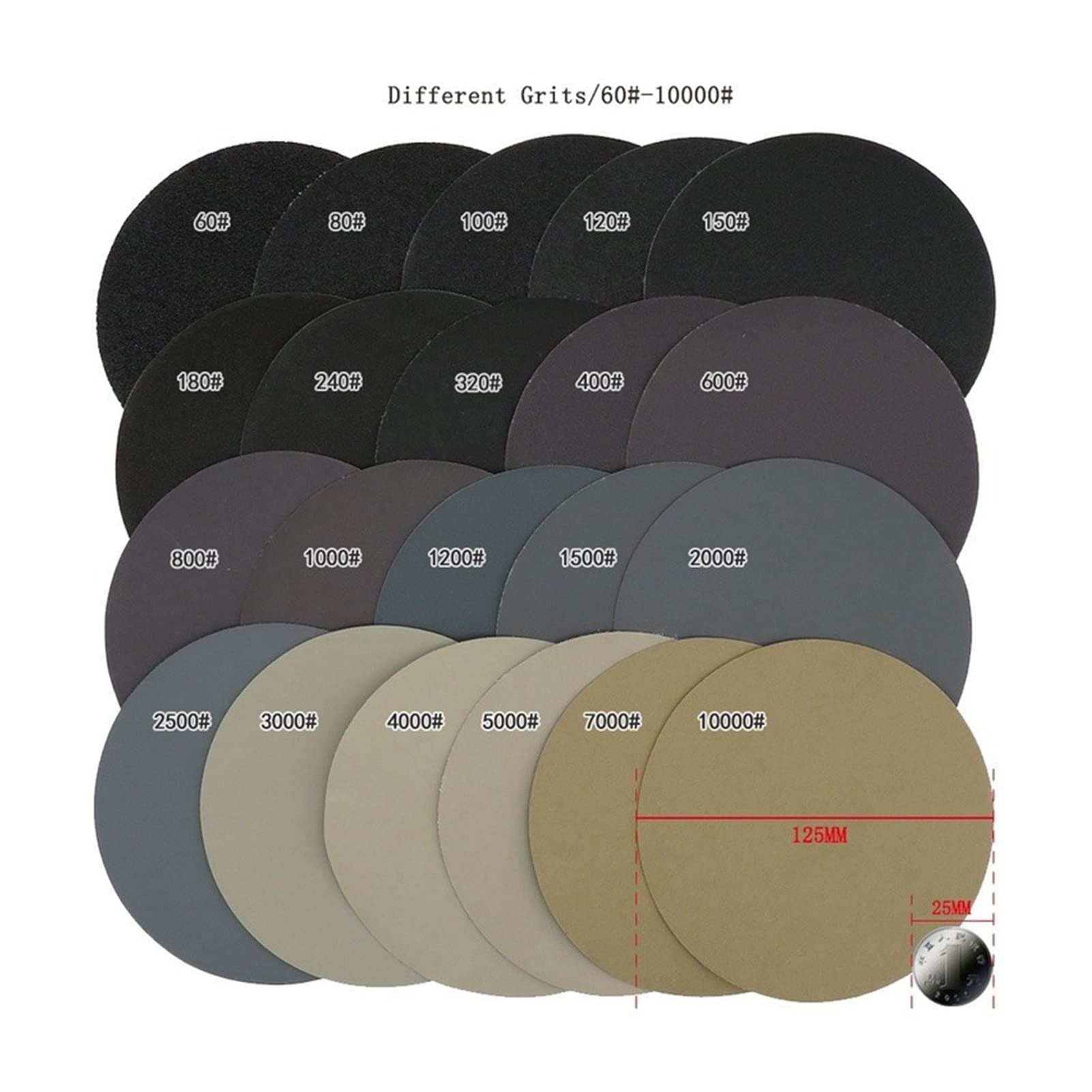 Papier de verre abrasif 50 pi 5 "Papier de verre mouillé et sec de papier de verre humide Crochet et boucle Papier de papope Polissage 320-10000grit (Color : 50Pcs)