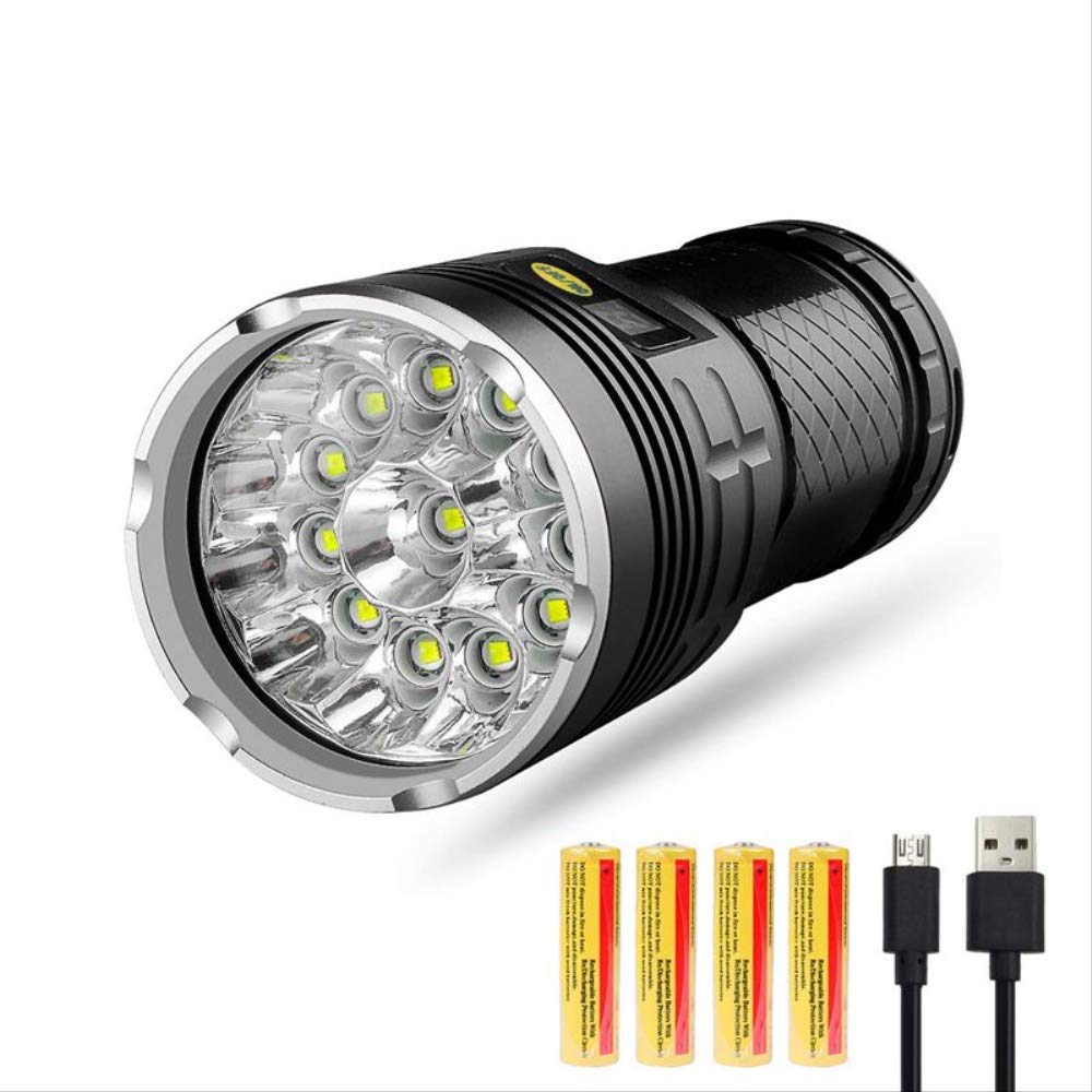 BAJIE Latarka LED latarka 10000 lumenów, Xm-L T6 LED 4 tryby super jasna latarka taktyczna, wodoodporne światło ręczne z zasilaniem czarno-biała