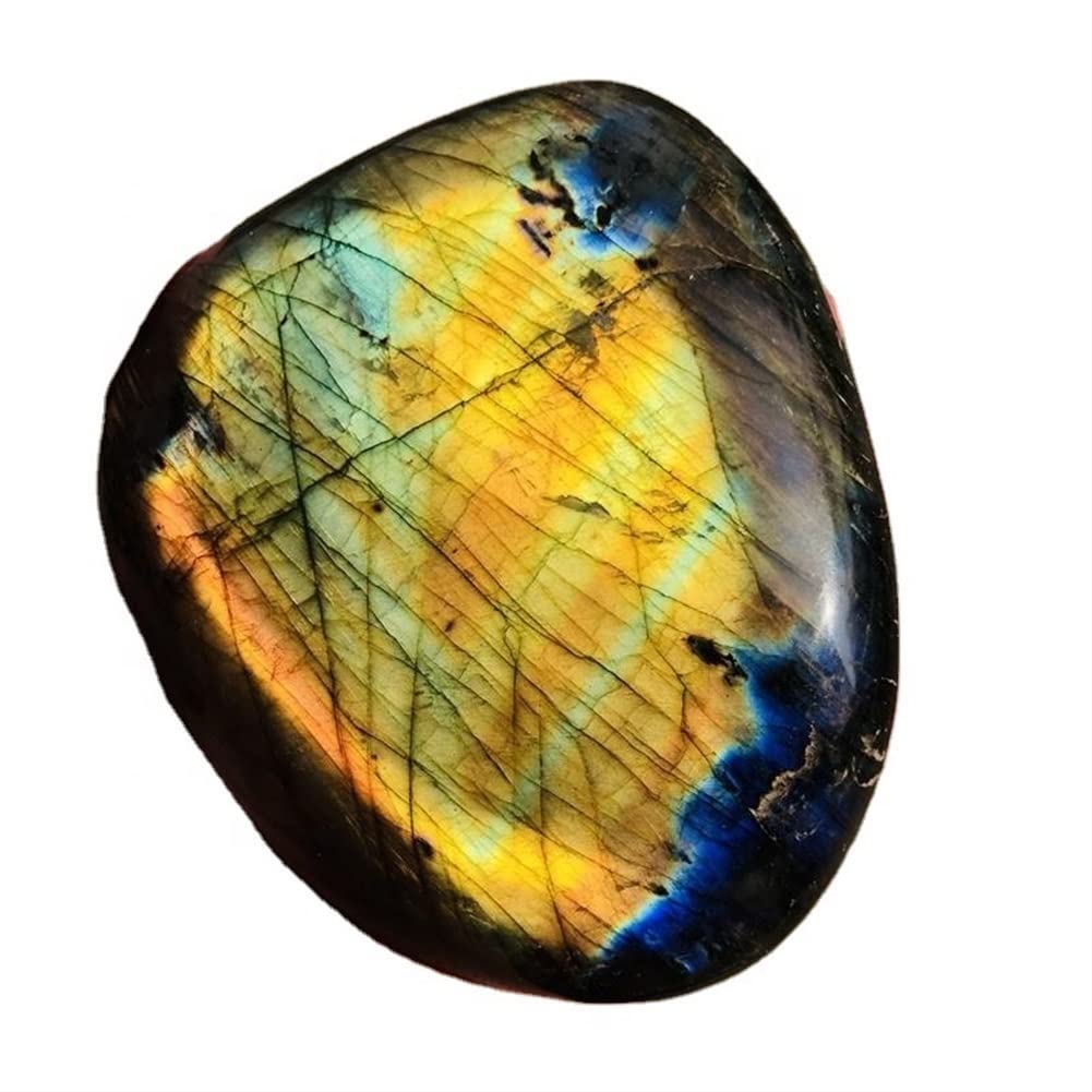 FFIME Gift Natural Crystal Polished Gemstone Crystal Labradorite Palm Stone Home Decor Crystal (Size : 200-250g)
