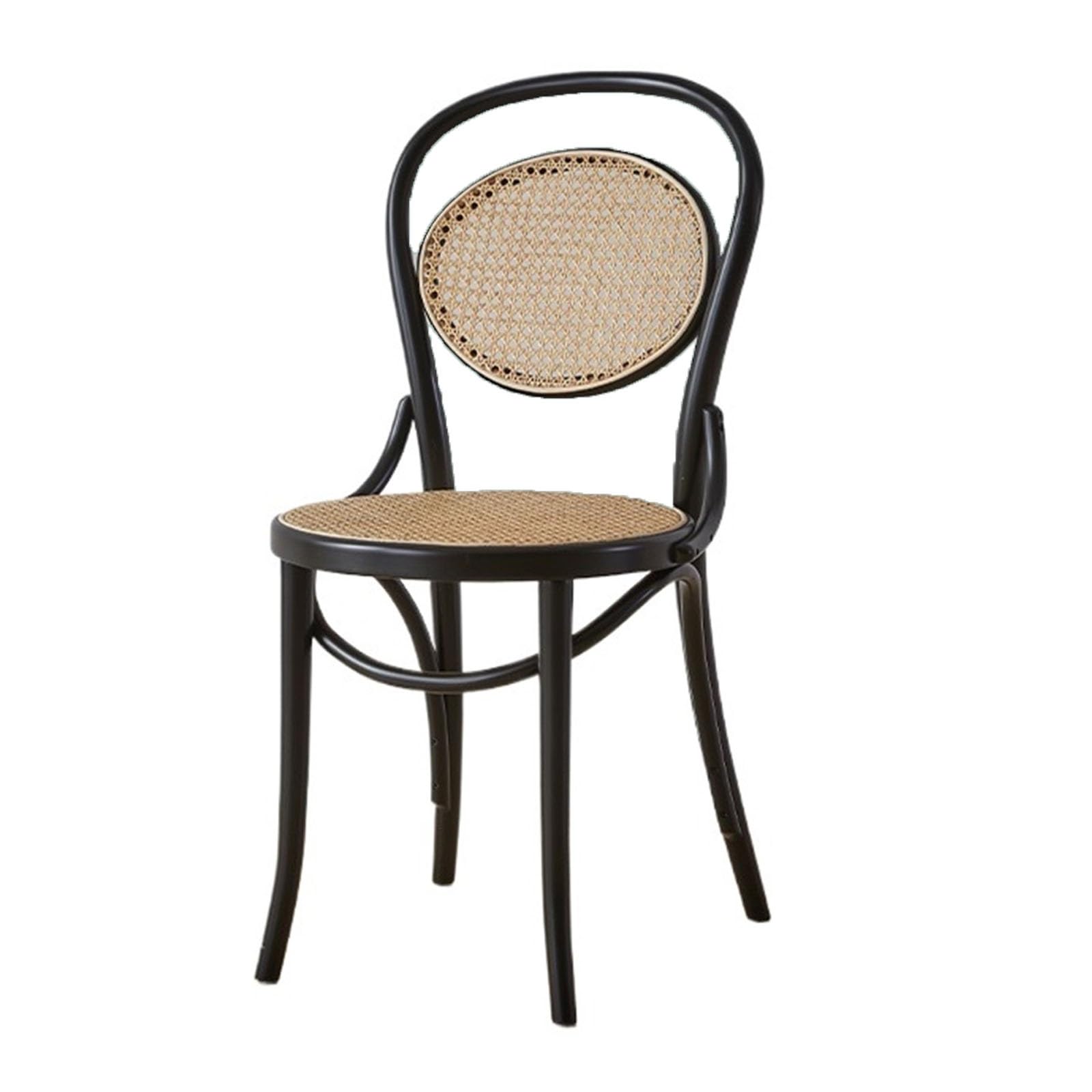 Silla Colgante de ratán Silla de Comedor de ratán, Silla de Comedor Lateral sin Brazos de Haya, Silla con Respaldo Retro for Comedor, Sala de Estar Silla Colgante de Ratán(Negro)