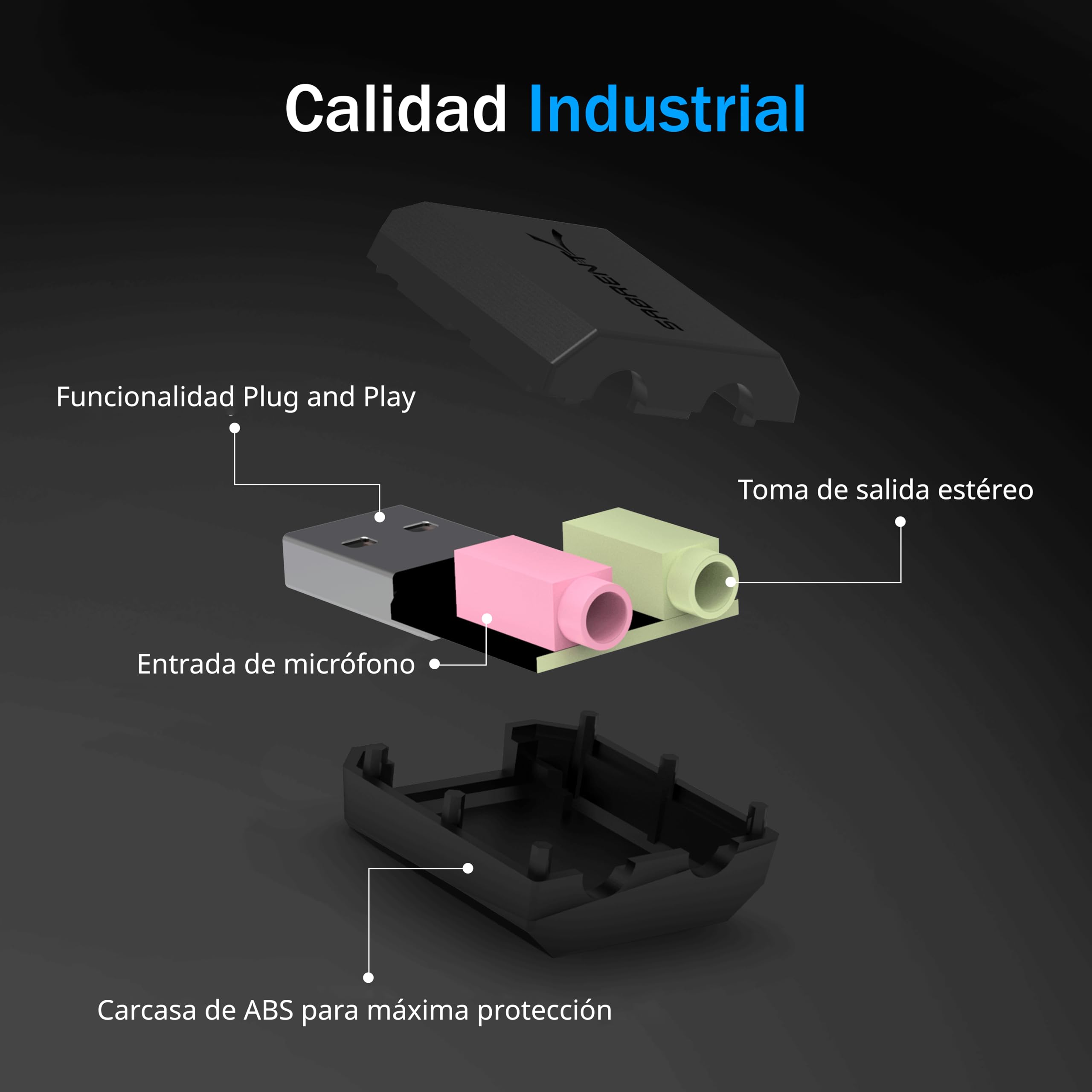 SABRENT | Adaptador USB a Jack de 3,5 mm para Auriculares con Entrada de micrófono | Tarjeta de Sonido Externa USB estéreo 3D | Compatible con PS4, Windows y Mac [AU-MMSA]