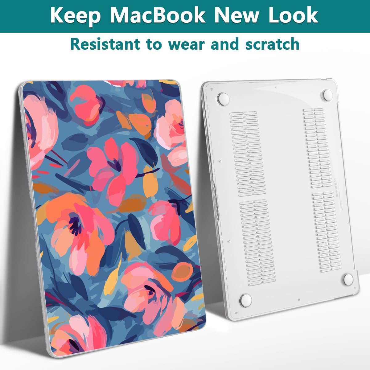 Teryeefi Compatible with M1 MacBook Air 13 inch Case 2021 2020 2019 2018 Release A2337 A2179 A1932 with Touch ID, Protective Plastic Hard Shell Case + Keyboard Cover - W-Abstract Pink Flower - Image 4