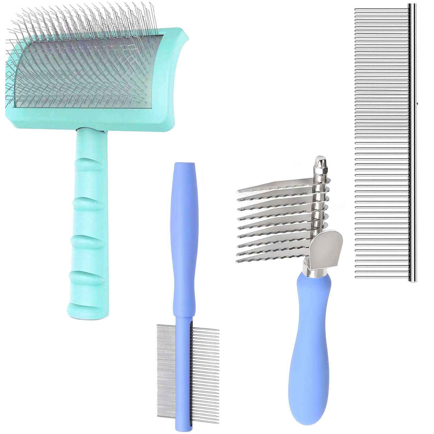 Slicker Brush for Dogs & Dog Dematting Tools Value Kit
