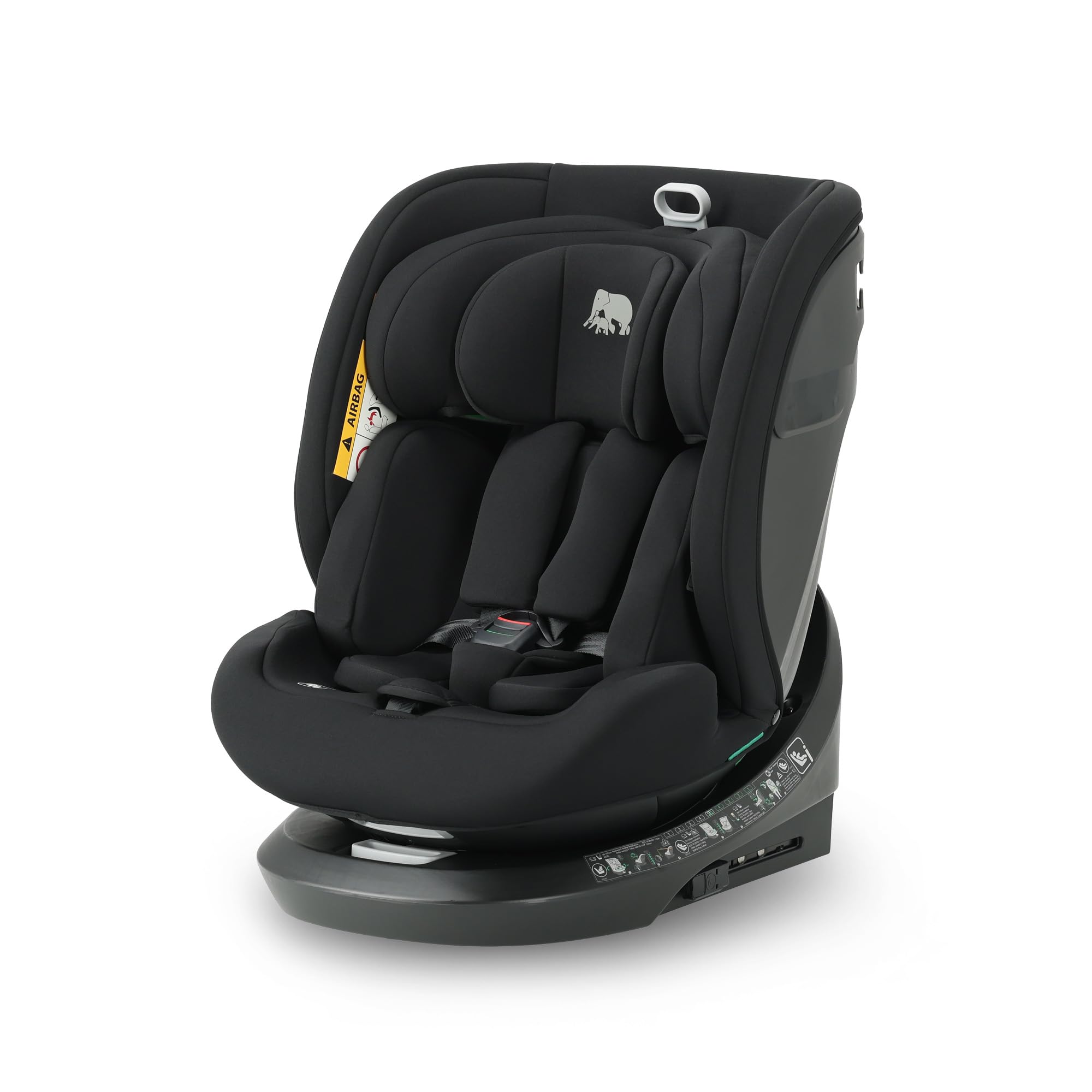 Silla de coche para niños Deryan Cassie i-Size (40-150 cm), 0-12 años, 0-36 kg, Montaje con cinturones de seguridad, reposacabezas y respaldo ajustables, reductor e inserto lingual, R129 (Negro)
