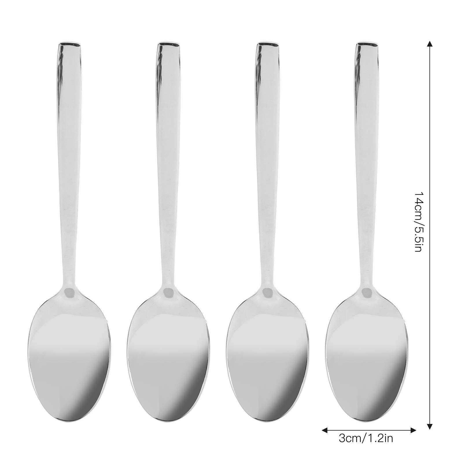 Lot de 12 cuillères à dessert avec long manche, cuillère à soupe en acier inoxydable 316, cuillère à café glacé avec finition polie miroir et poignée arrondie pour