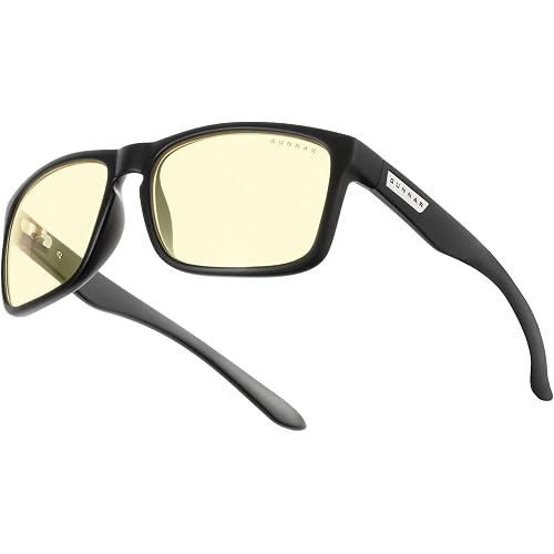 GUNNAR Gaming Glasses - Intercept Onyx Amber Lens - Blue Light Blocking Relieve Dry Eye