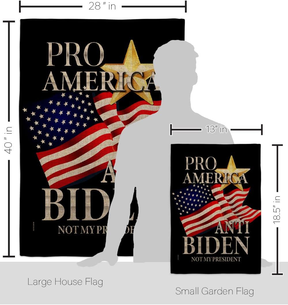 Pro America Anti Biden Burlap Garden House Flag-Set Americana Political President Democrat Republican Tea Party United State American Election Banner Small Yard Gift Double-Sided, Made In USA
