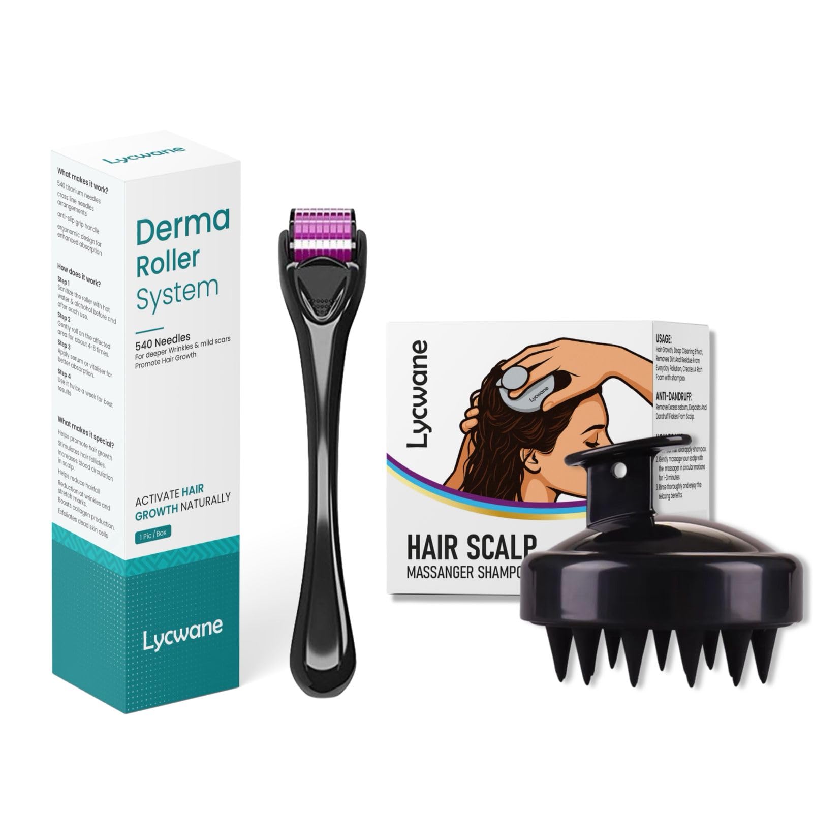 Derma Roller 0.5mm WITH 540 Stainless Steel Needles | Derma Roller for Hair Growth & Thickening, Repair Damages and Activates Hair Follicles, Reduces Acne Scars (Black)-image-19