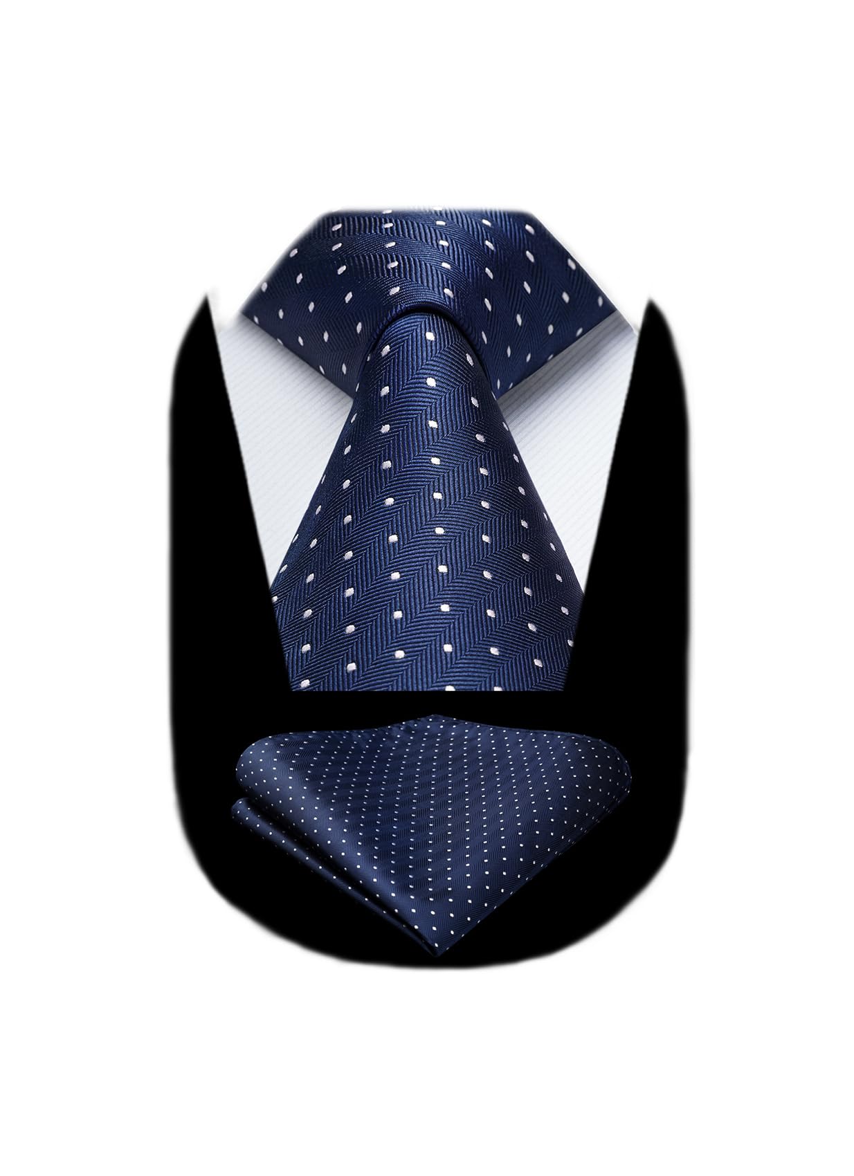 HISDERNTies for Men Plain/Plaid/Polka Dot Tie and Pocket Square Set Classic Wedding Formal Elegant Business Multicolor