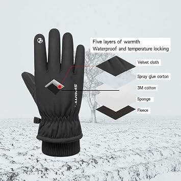 Winter Gloves Men & Women Waterproof, Windproof, Touchscreen, Anti-Slip, Thermal Winter Gloves for Outdoor Cold Weather