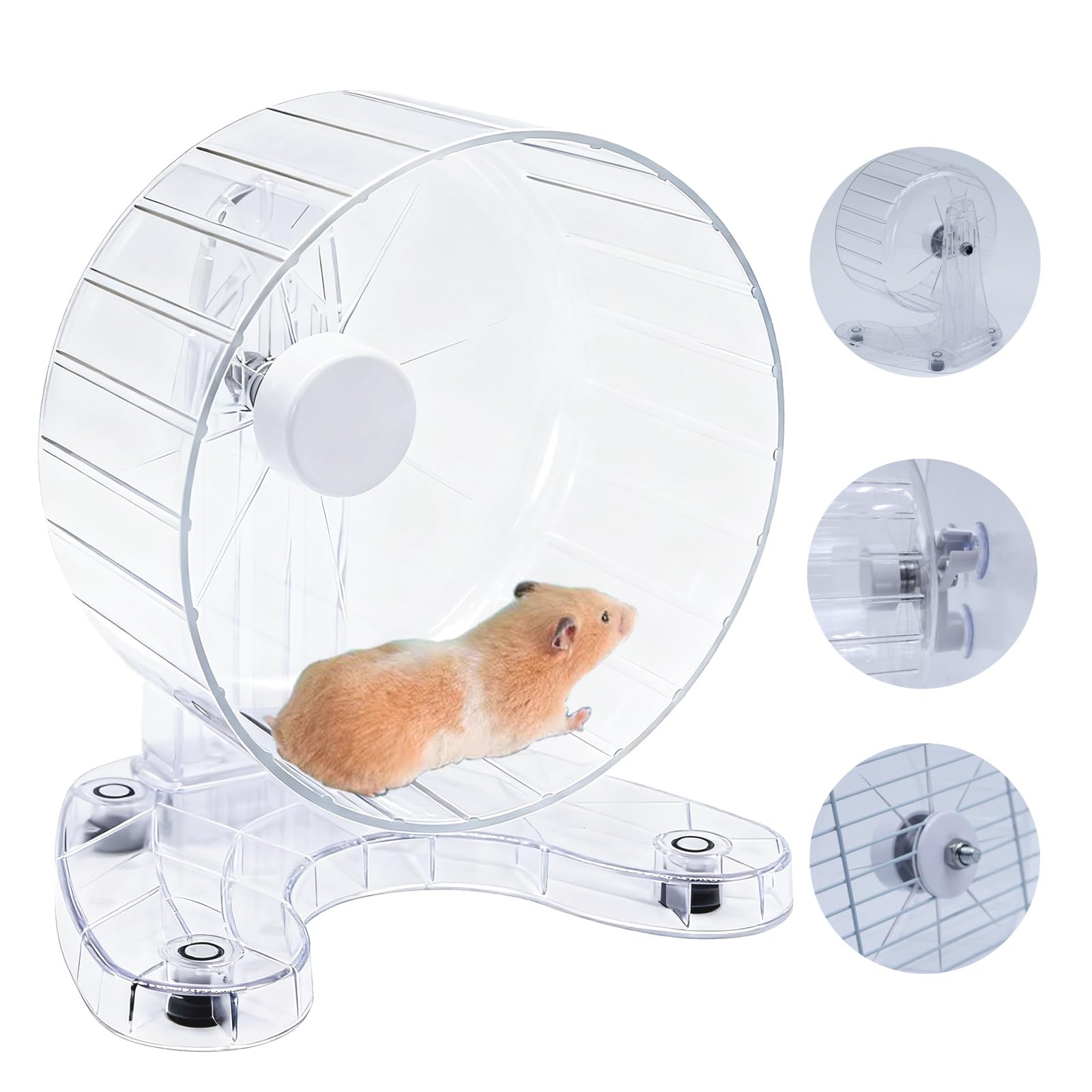 Hamster Wheel, 6.5" Super-Silent Exercise Wheels, Dual-Bearings Quiet Spinner Running Wheels, 3 Installation Methods, Fits Any Hamster Cage, Hamsters Toy for Dwarf Hamsters, Gerbils, and Small Pets.