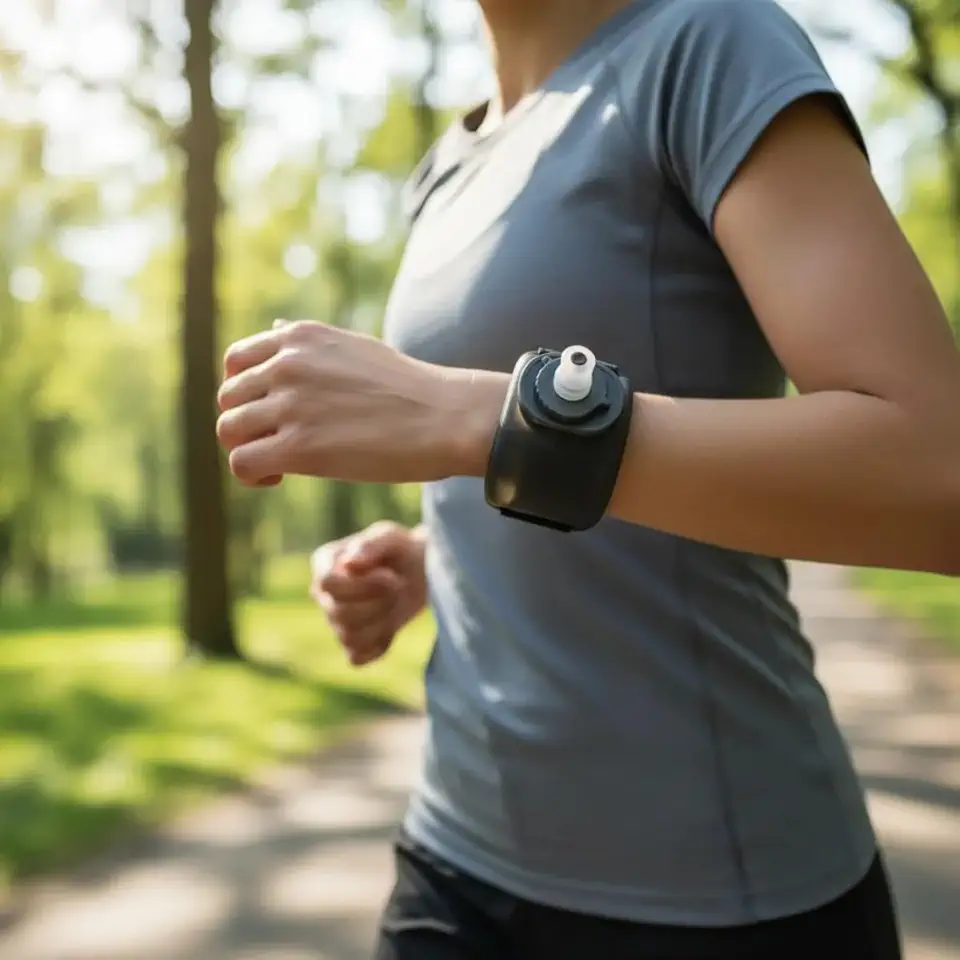 Garrafa de Água de Pulso Squeeze em Silicone BPA Free – Bico Articulável Antivazamento, Alça Ajustável com Velcro – Ideal para Corrida, Caminhada e Ciclismo – Leve, Flexível e Reutilizável (Preto)