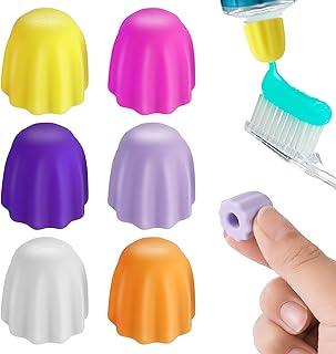 Prasacco 6 Pack Toothpaste Cap, Self Closing Toothpaste Cap Self Closing Toothpaste Squeezer Dispenser for Kids and Adults Food Grade Silicone Toothpaste Dispenser No Waste Cap Toothpaste Dispenser
