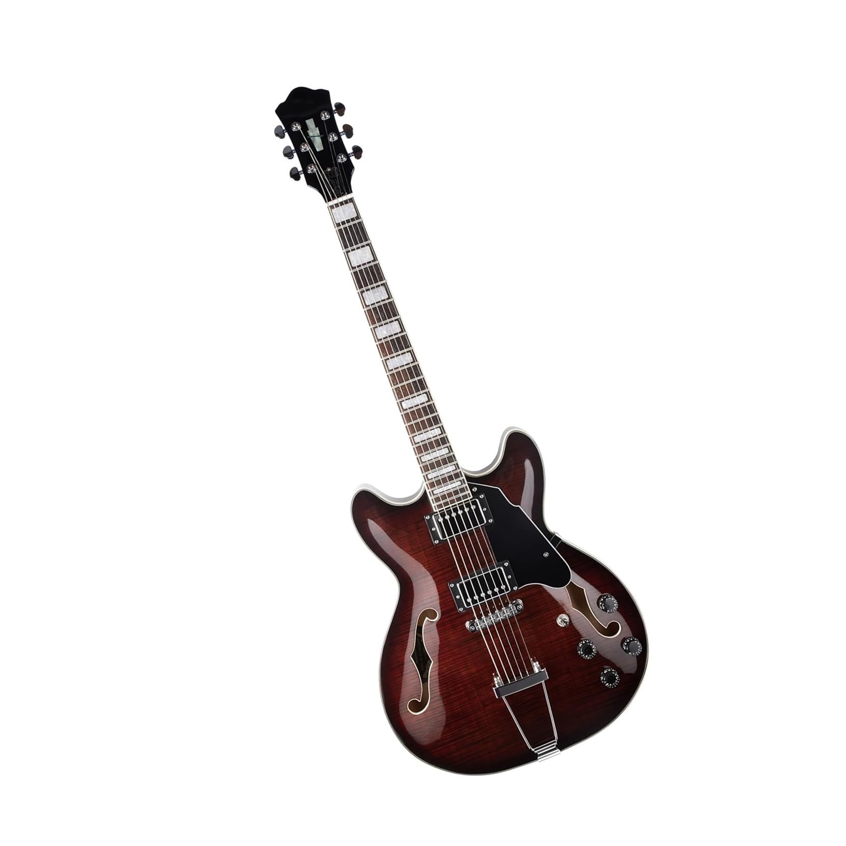 Półpusty Mostek Trapezowy I Torba Koncertowa W Zestawie Profesjonalna Gitara Elektryczna Jazzowa(Brown)