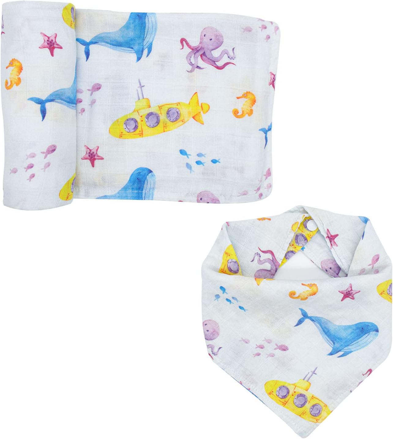 immispace - Ultra Soft Muslin Swaddle & Bandana Bib Set | Newborn Gift For Boys & Girls | 30% Organic Cotton + 70% Rayon