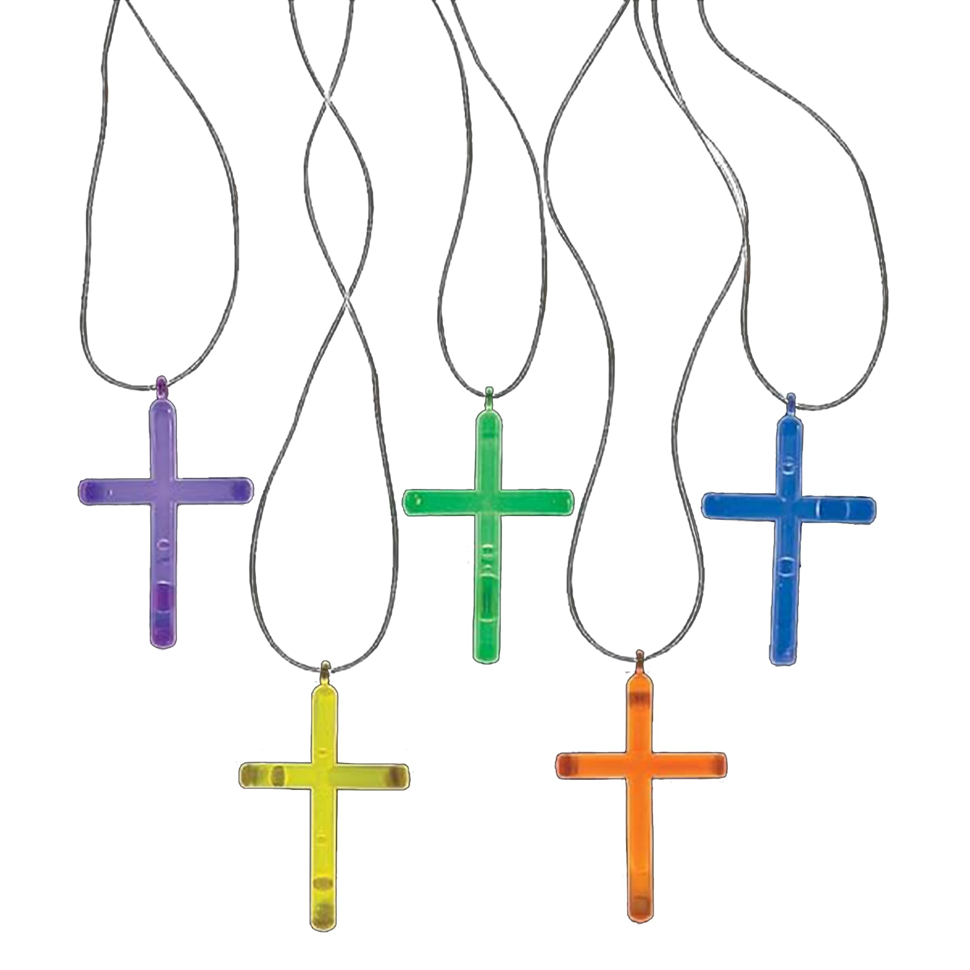 Fun Express Glow Stick Cross Necklaces - Religious Party Favors and Giveaways - VBS 2026 Vacation Bible School Supplies/Decor - 50 Pieces
